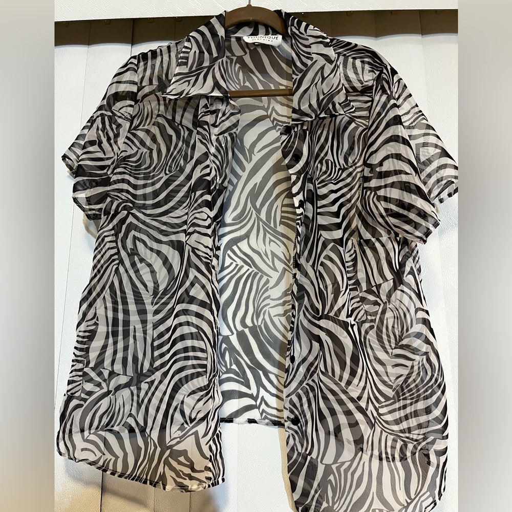 Chic Zebra Print Sheer Top